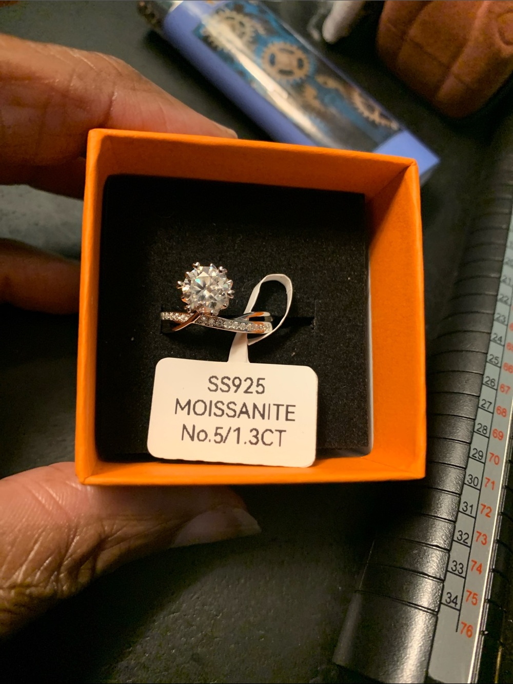 New 925 Moissanite Engagement Ring (1.3 CT)Center Cut Stone size 4.5